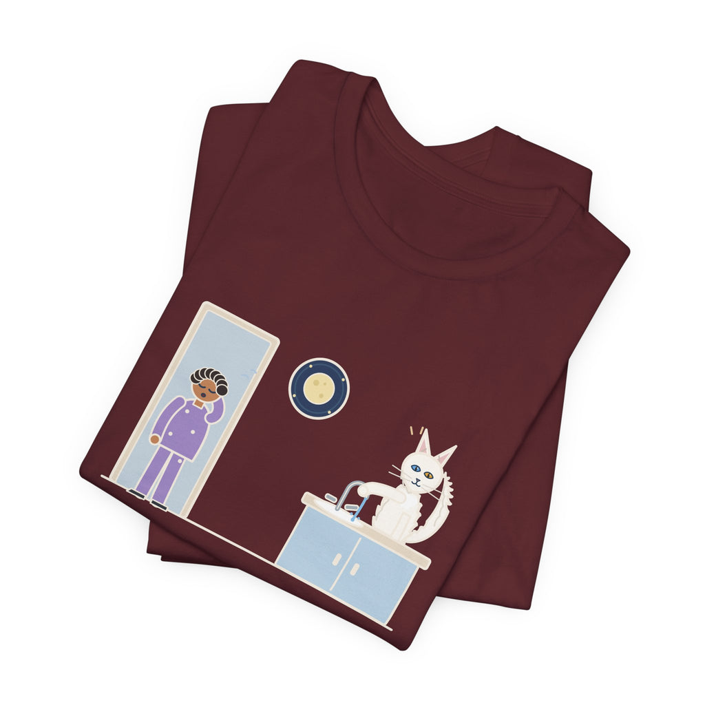 Turkish Angora Cat T-Shirt - Turned On the Bathroom Faucet by Himself at Two A.M. Funny Cat Tee