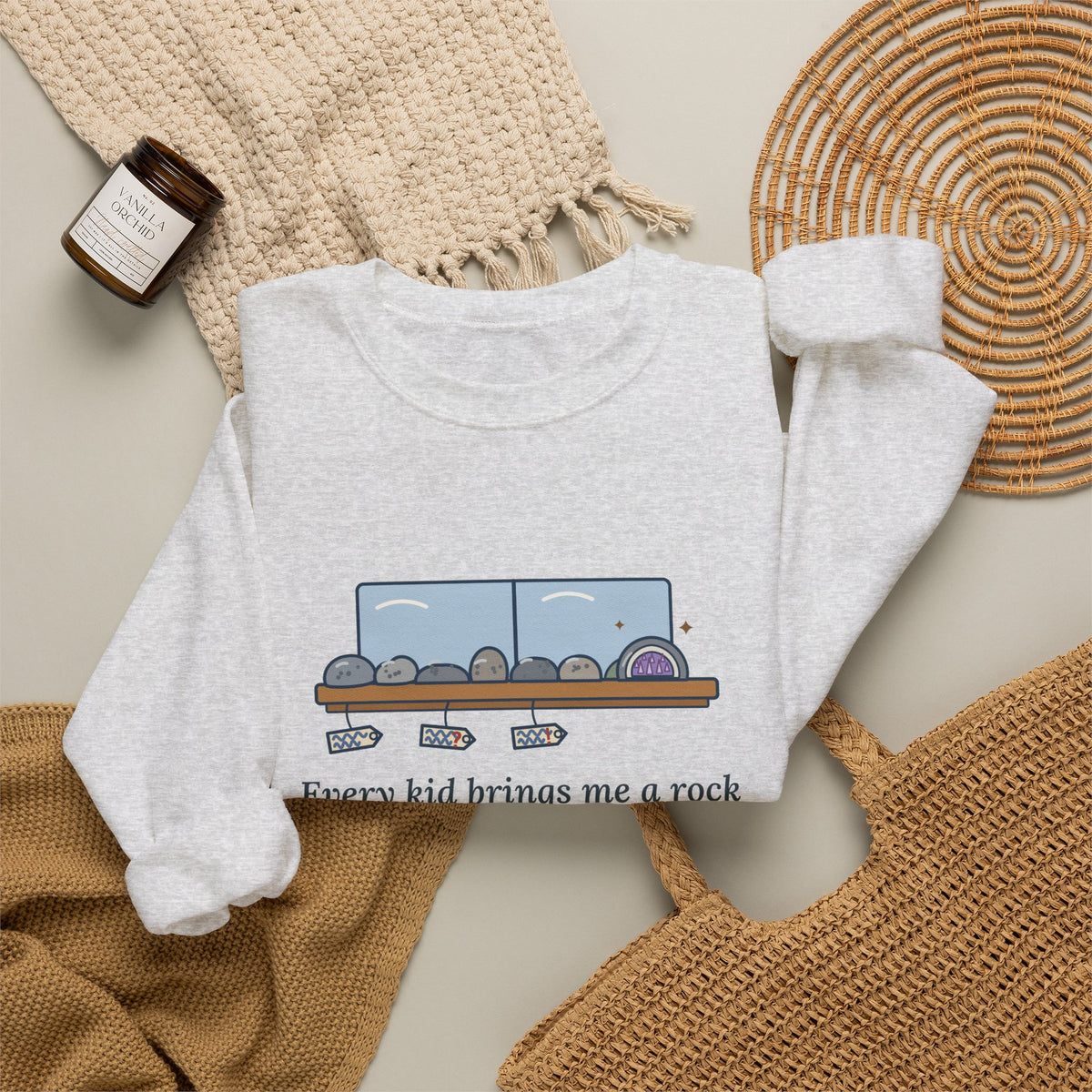 Earth Science Teacher Crewneck Sweatshirt - Every Kid Brings Me a Rock From Their Driveway