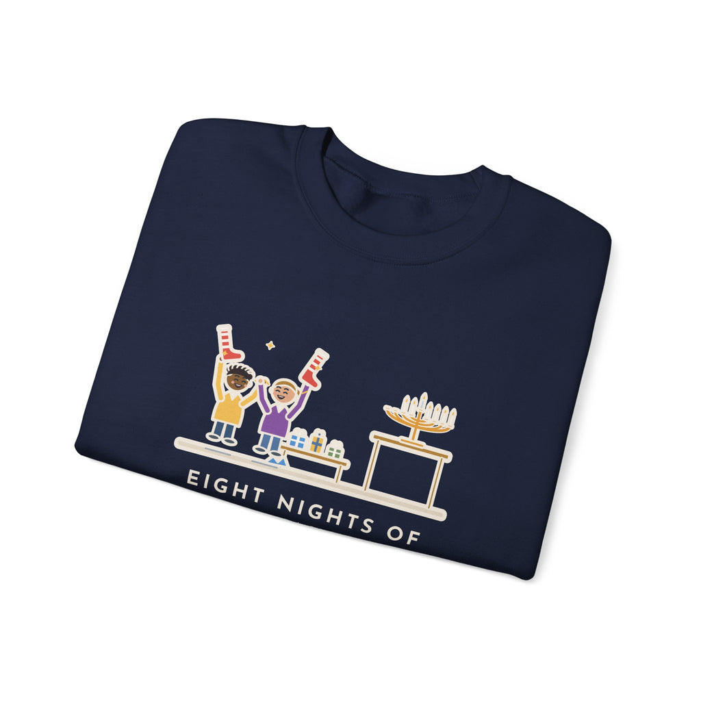 Hanukkah Sweatshirt, Eight Nights of Gifts, Night Six Was Socks, the Kids Cheered Anyway, Funny Night Six Crewneck