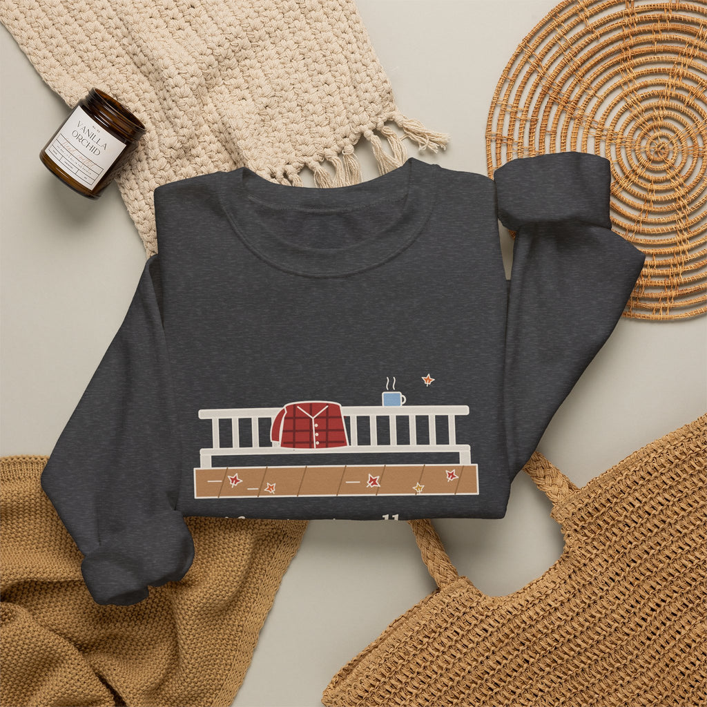 Life Starts All Over Again When It Gets Crisp Sweatshirt, Fall Fitzgerald Quote Crewneck with Porch Morning