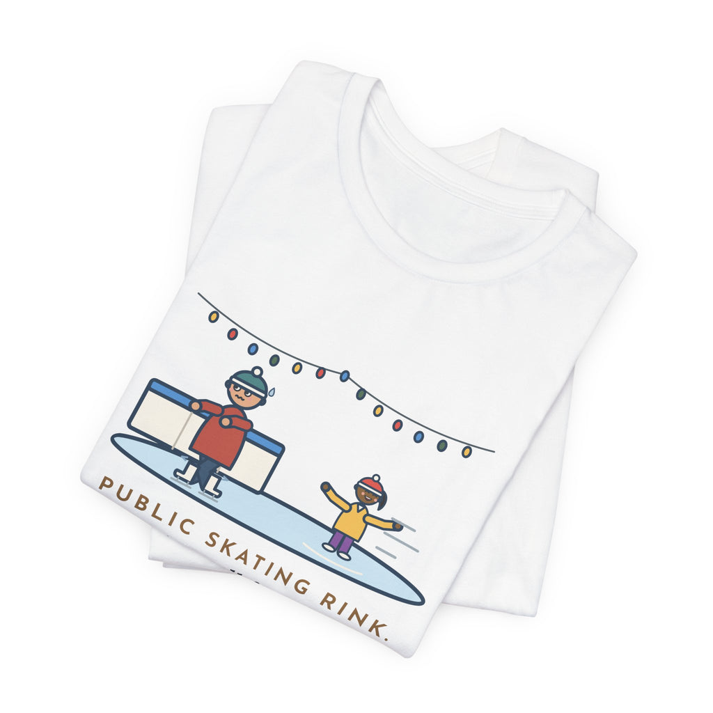 Funny Ice Skating T-Shirt, Held the Wall for an Hour, A Six-Year-Old Skated Past Me Backward, Outdoor Rink Tee