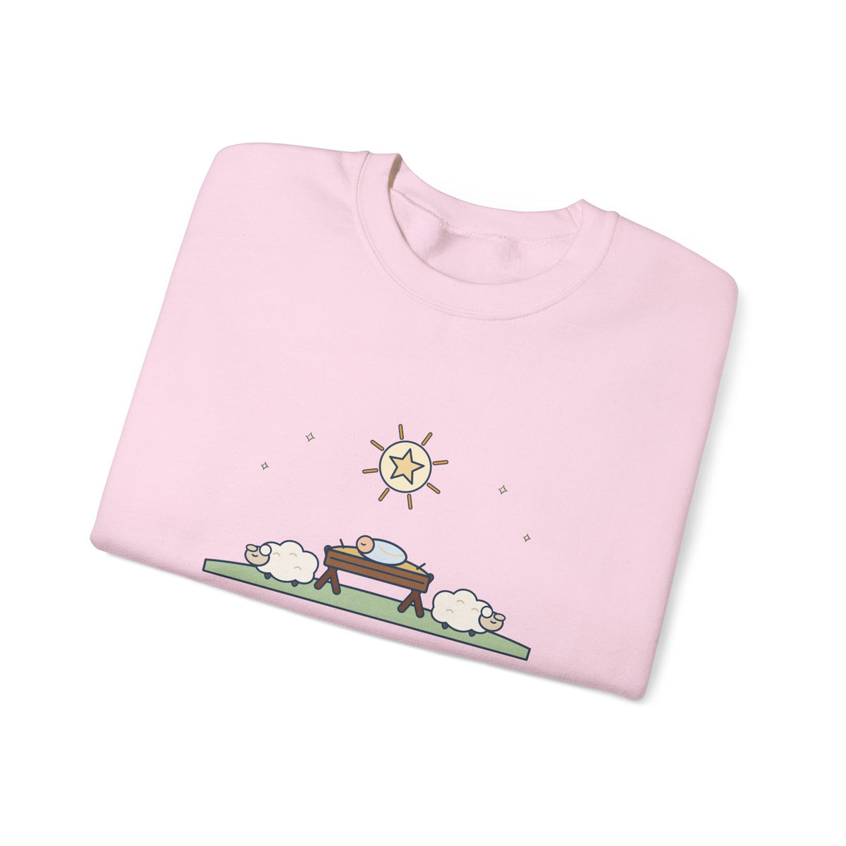 Away in a Manger Sweatshirt, Christmas Anonymous Quote Crewneck with Manger and Lambs