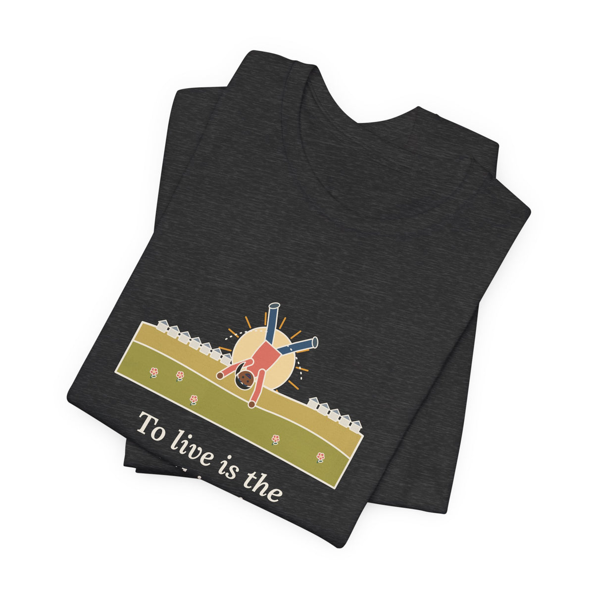 Oscar Wilde Quote T-Shirt, To Live Is the Rarest Thing in the World, Literary Cartwheel Meadow Tee