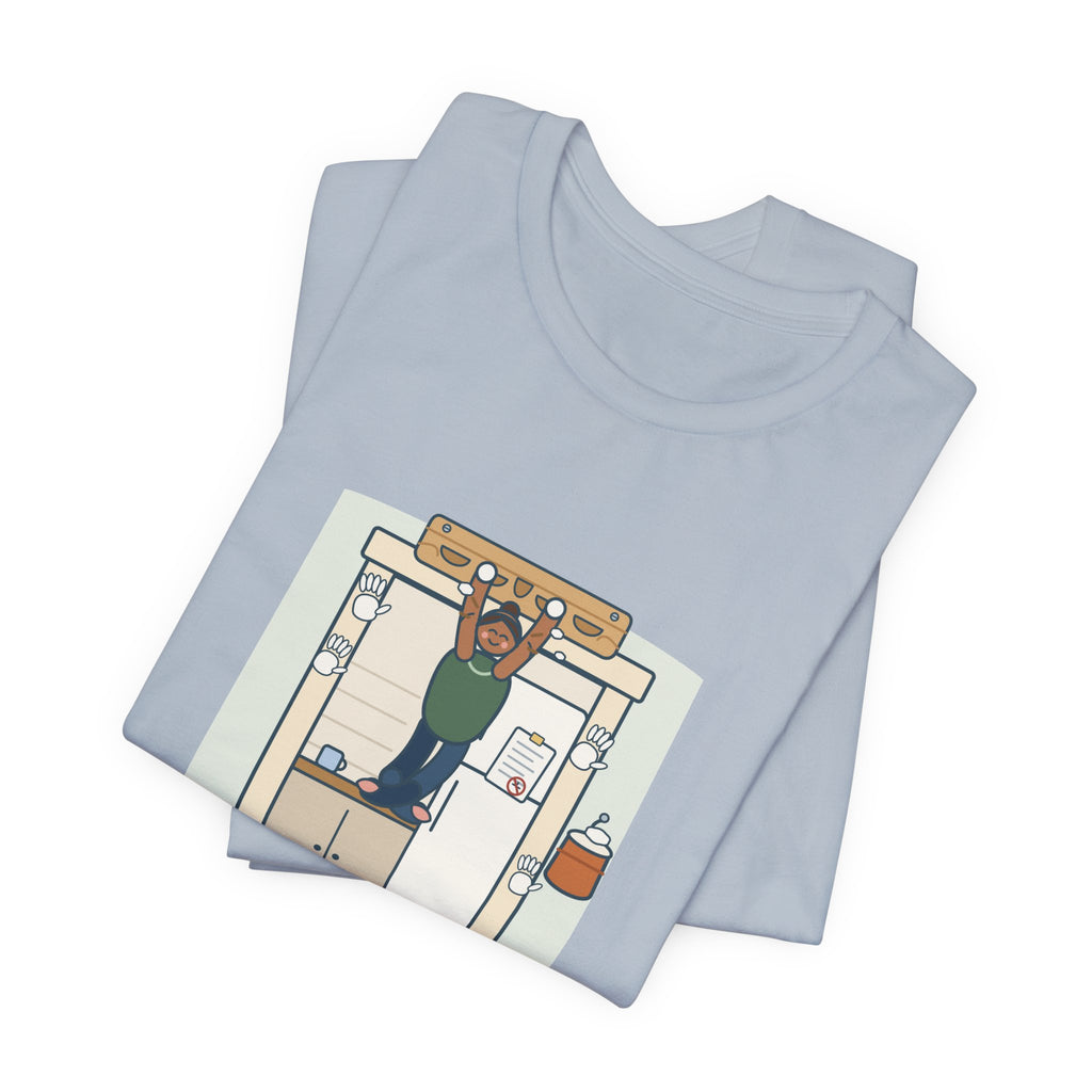 Rock Climbing T-Shirt - Hangboard in the Kitchen Doorway. Landlord Unaware.