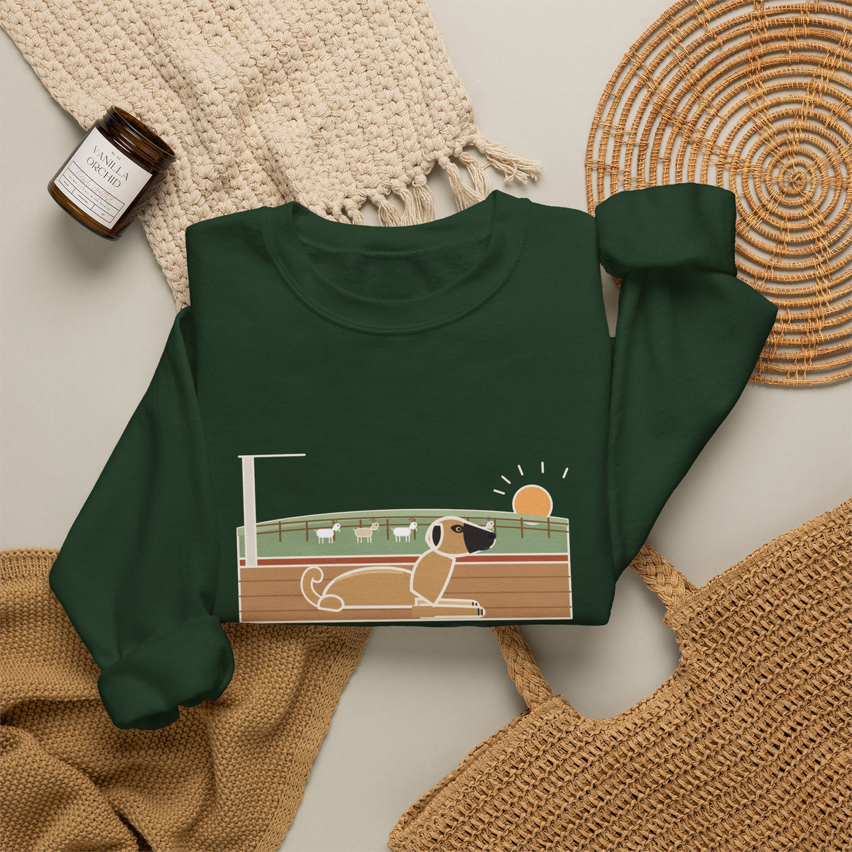 Anatolian Shepherd Crewneck Sweatshirt - Farm Dog Porch Watch Until Sunrise