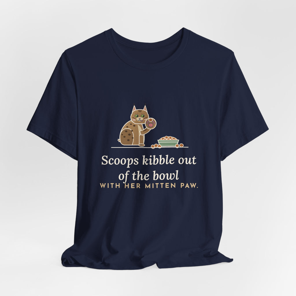 Pixiebob Cat T-Shirt - Scoops Kibble Out of the Bowl With Her Mitten Paw