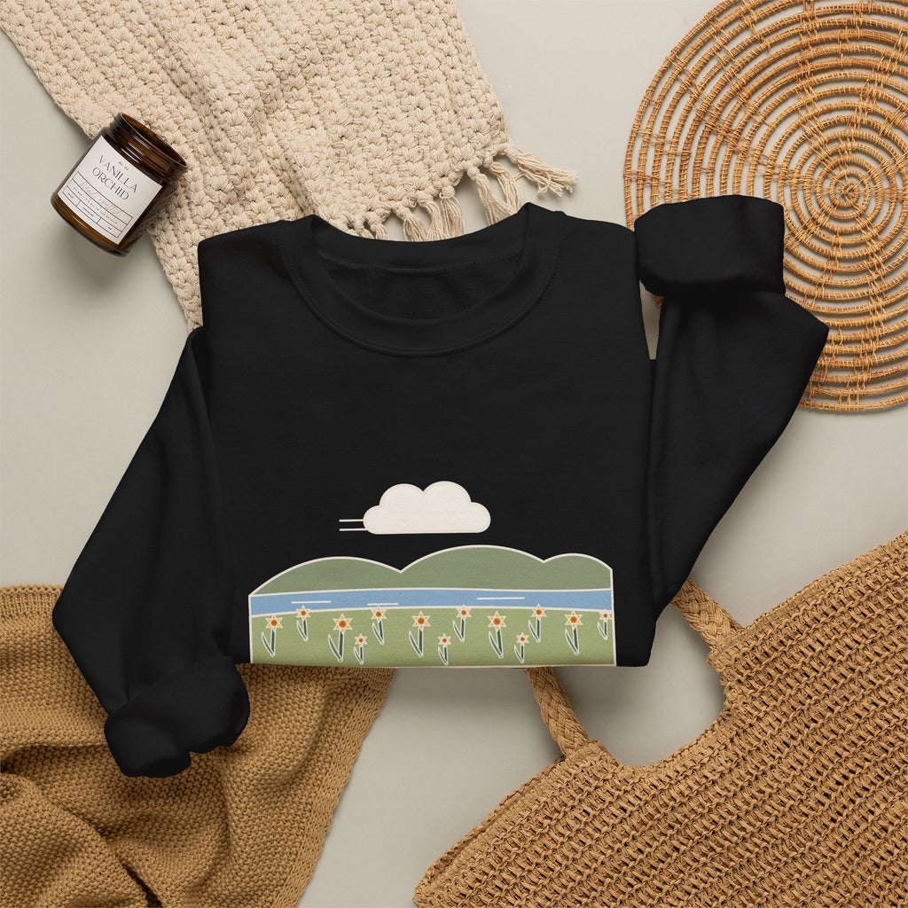 I Wandered Lonely as a Cloud Sweatshirt, Spring Wordsworth Quote Crewneck with Daffodil Meadow