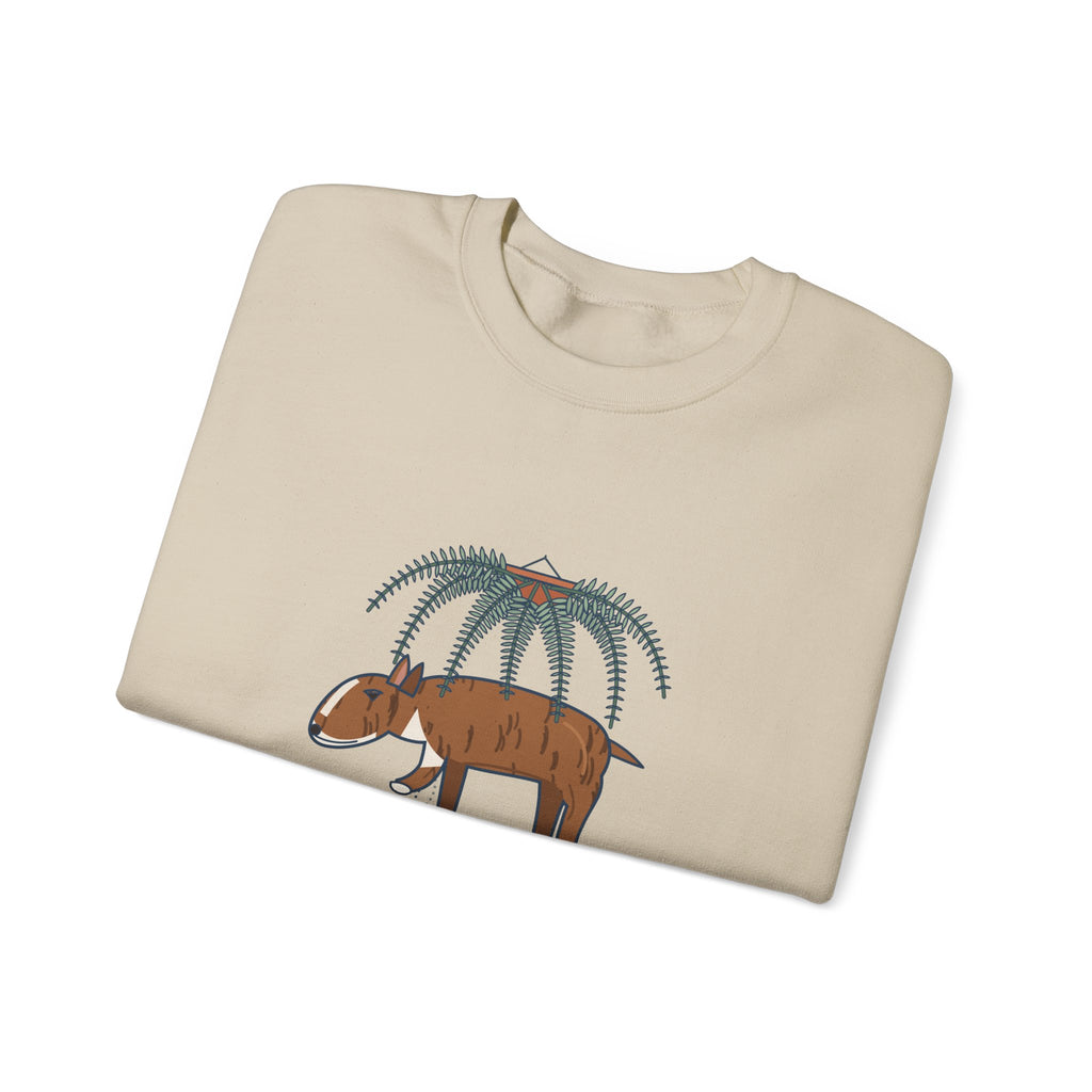 Bull Terrier Crewneck Sweatshirt - Trancing Under the Ferns Slow Motion Dog Lover Gift