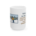 In the Snow, Found Her by the Pink Nose and the Green Eyes 15oz Mug, Large Funny White Cat Coffee Mug