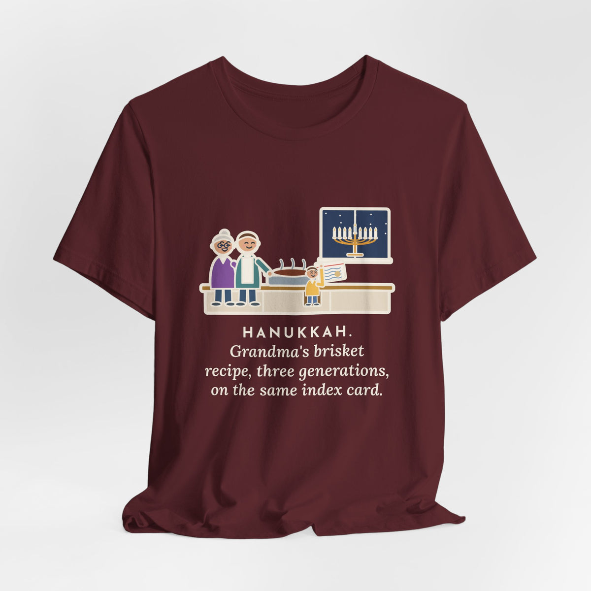 Funny Hanukkah Brisket T-Shirt, Grandma's Recipe, Three Generations, the Same Index Card, Recipe Card Tee