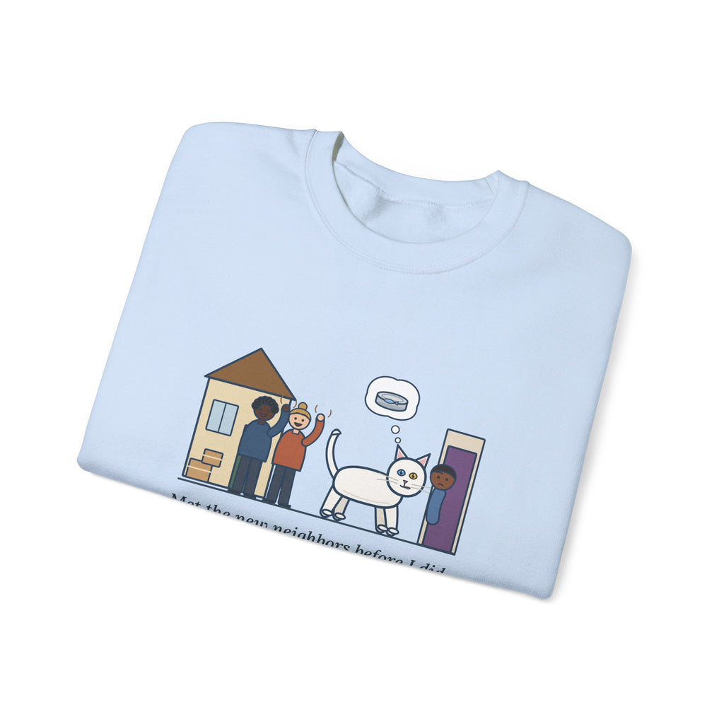 Khao Manee Crewneck Sweatshirt - Odd-Eyed White Cat Who Met the New Neighbors First