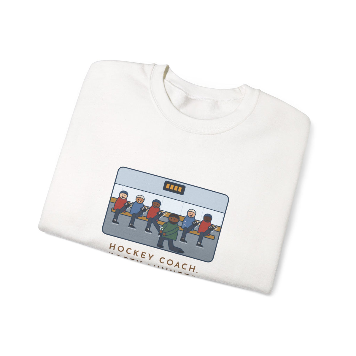 Hockey Coach Sweatshirt, Forty Minutes on the Rink, Thirty-Five of Them Tying Skates, Funny Rink Bench Crewneck