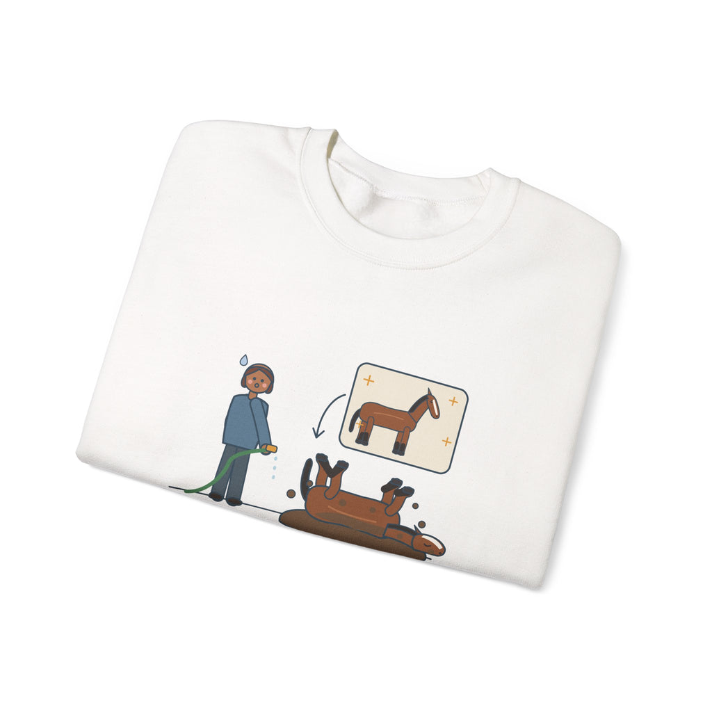 Horse Lover Crewneck Sweatshirt - Every Bath Ends in a Mud Roll