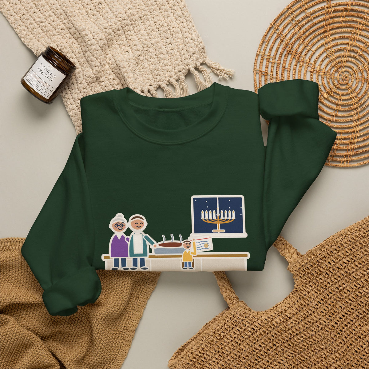 Hanukkah Brisket Sweatshirt, Grandma's Recipe, Three Generations, the Same Index Card, Funny Recipe Card Crewneck