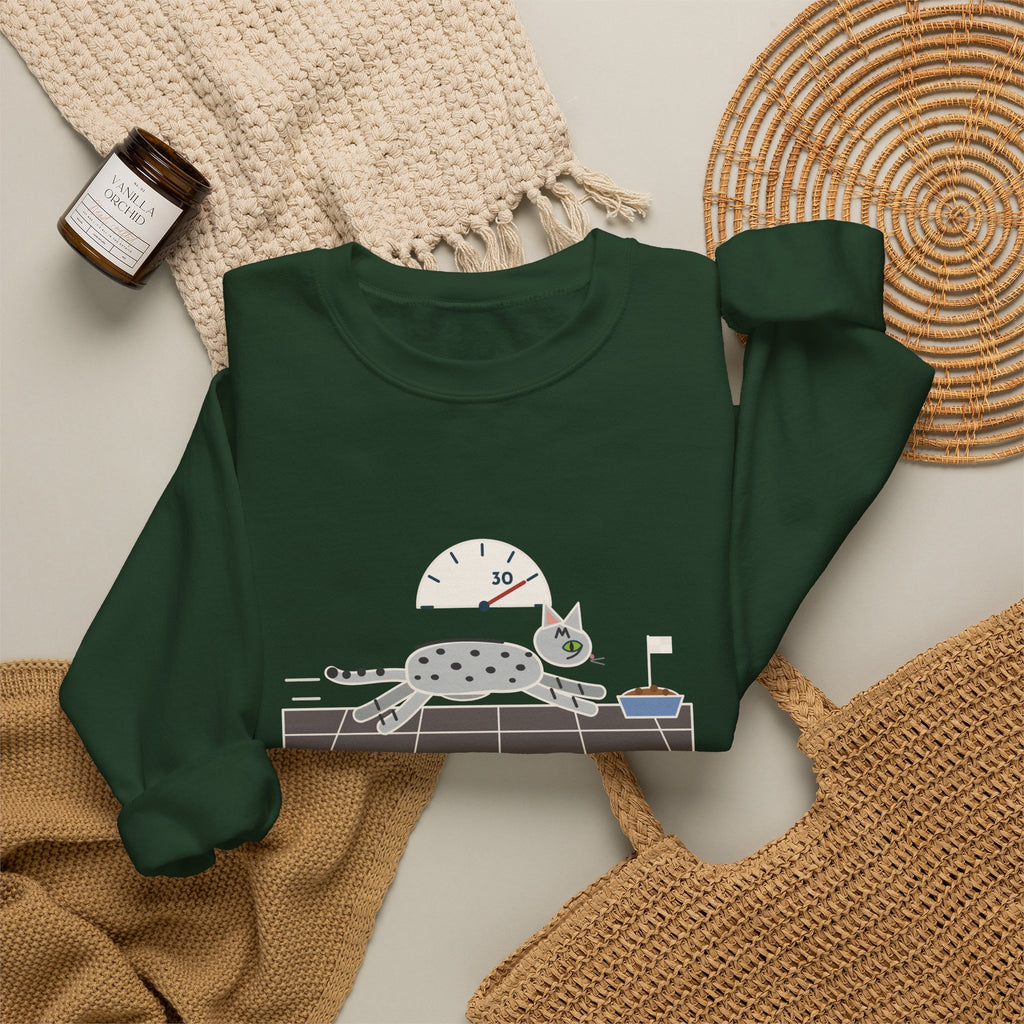 Egyptian Mau Crewneck Sweatshirt - Thirty Miles an Hour to the Food Bowl