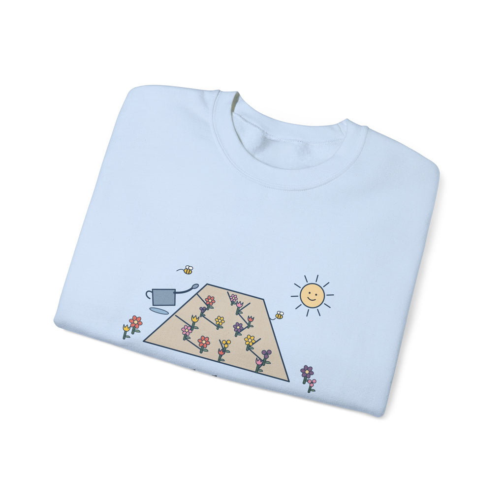 Earth Laughs in Flowers Sweatshirt, Garden Emerson Quote Crewneck with Wildflower Path