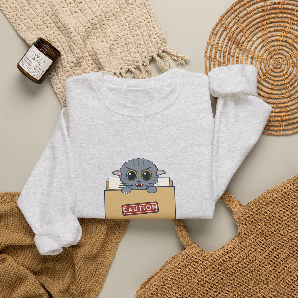 Veterinary Technician Crewneck Sweatshirt - The Chart Says CAUTION. The Cat Agrees.