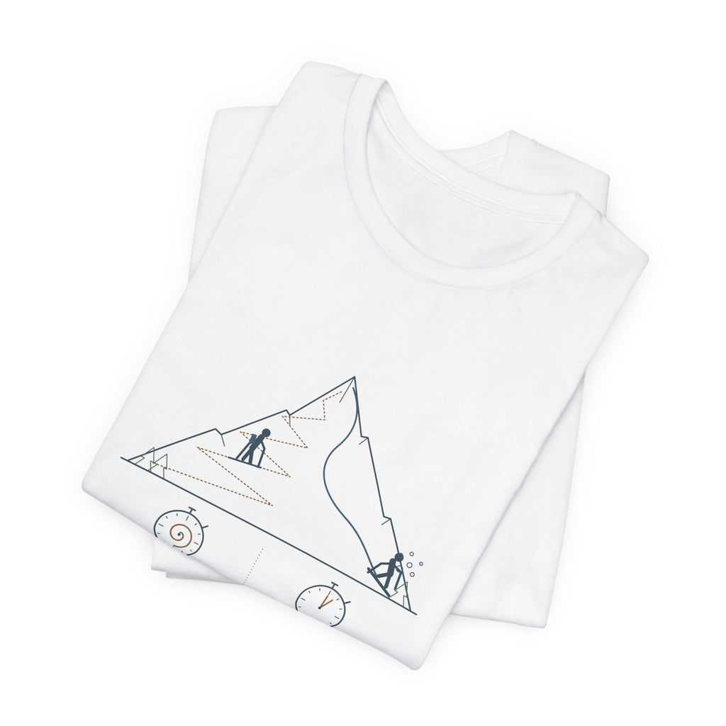 Ski Touring T-Shirt - Ninety Minutes Up. Four Minutes Down. Funny Backcountry Ski Tee