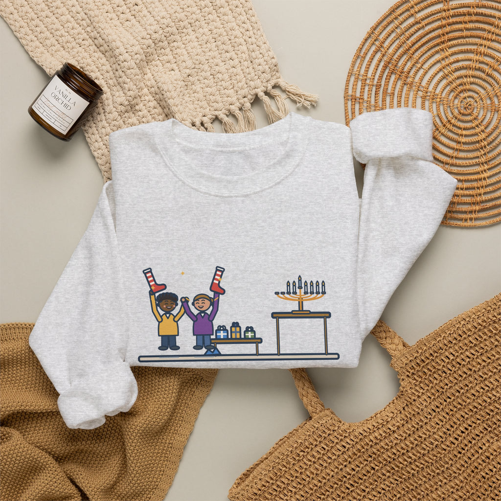 Hanukkah Sweatshirt, Eight Nights of Gifts, Night Six Was Socks, the Kids Cheered Anyway, Funny Night Six Crewneck