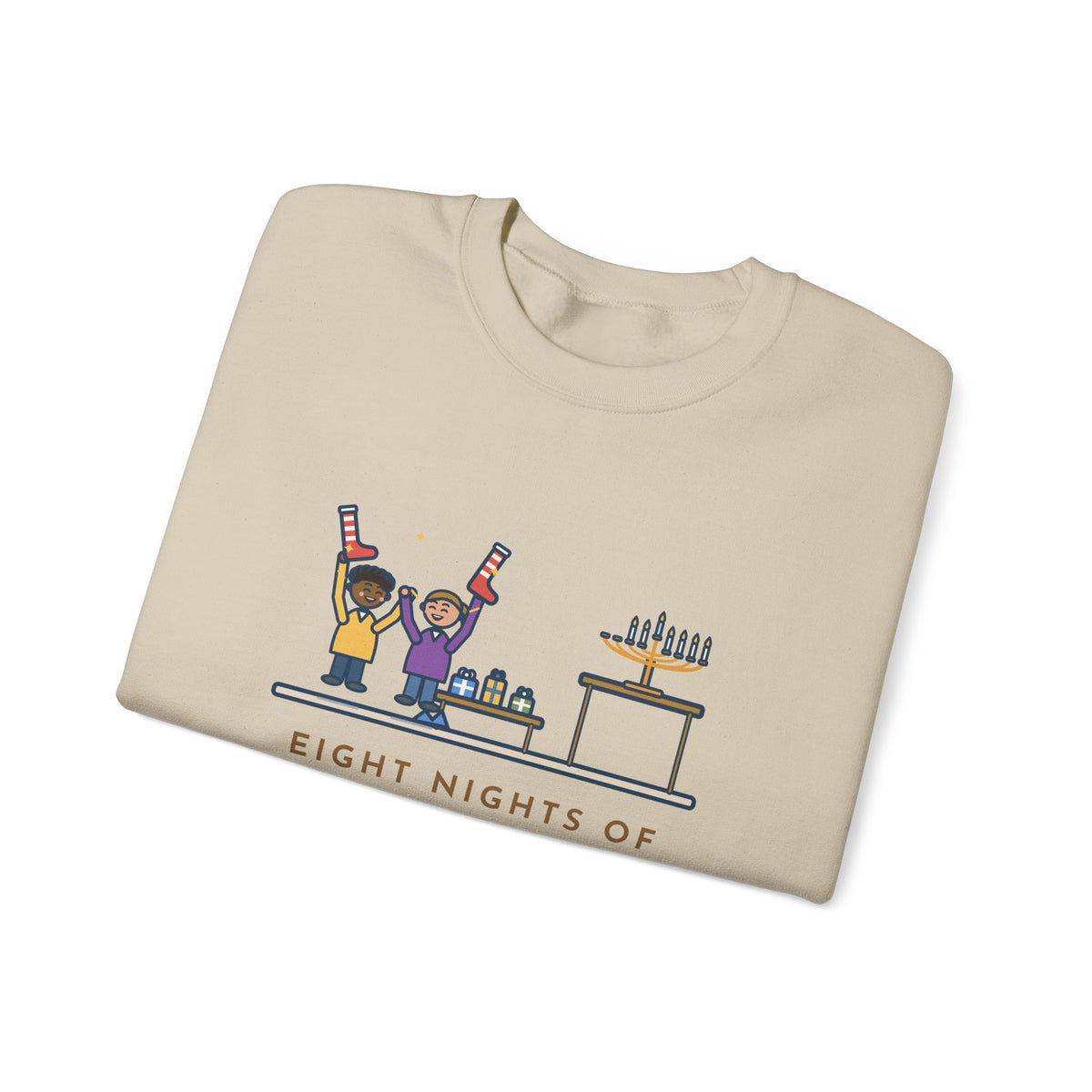 Hanukkah Sweatshirt, Eight Nights of Gifts, Night Six Was Socks, the Kids Cheered Anyway, Funny Night Six Crewneck