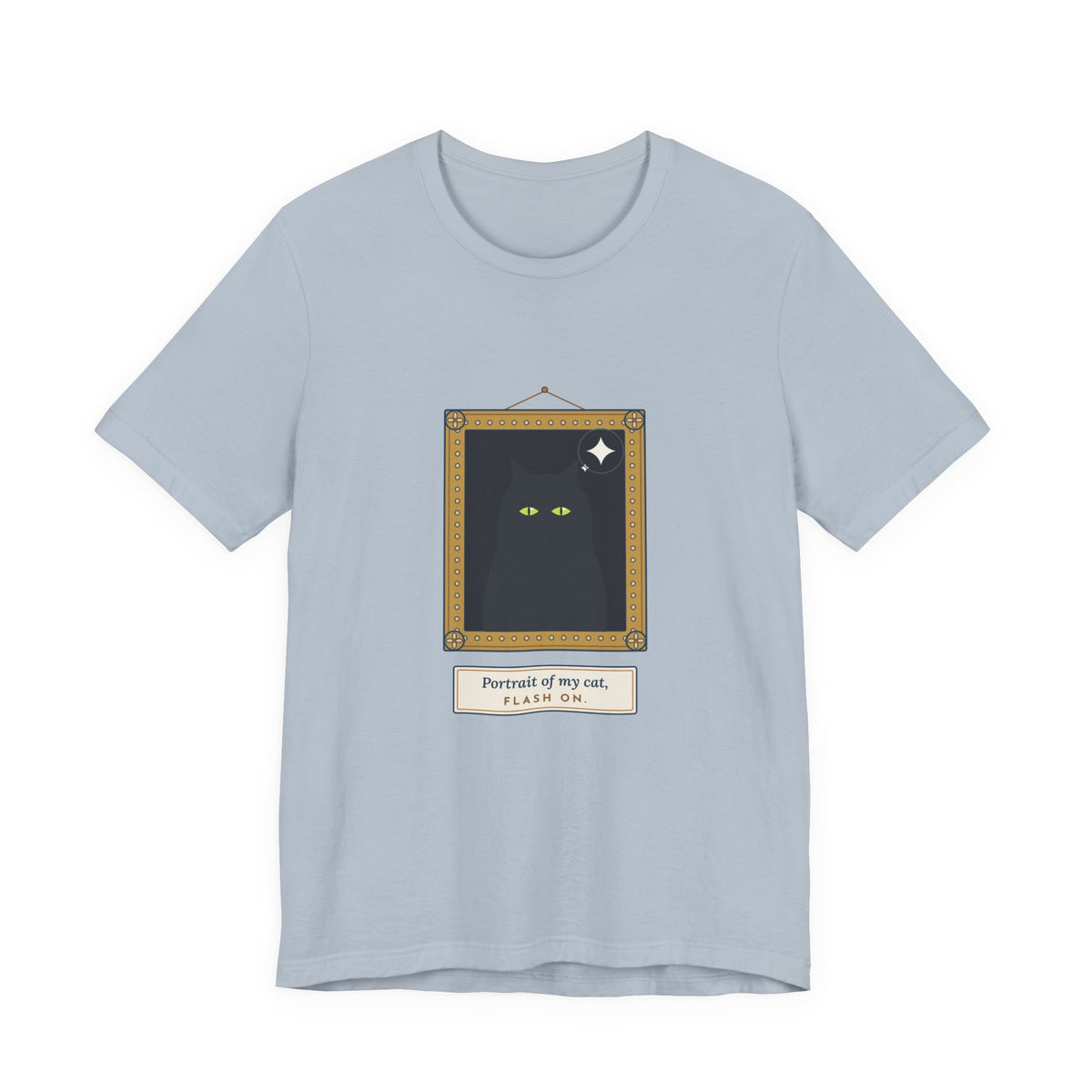 Black Cat T-Shirt - Portrait of My Cat, Flash On. Glowing Eyes Gallery Portrait Tee
