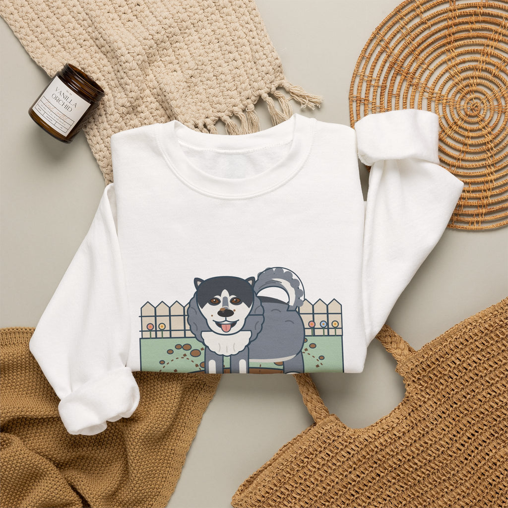 Alaskan Malamute Crewneck Sweatshirt - Malamute-Sized Backyard Crater Dog Owner Gift