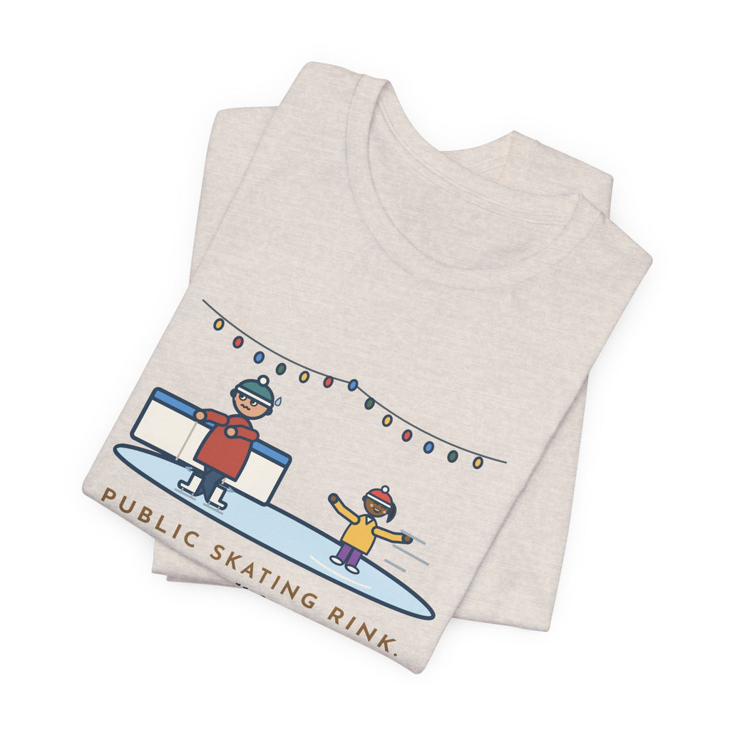 Funny Ice Skating T-Shirt, Held the Wall for an Hour, A Six-Year-Old Skated Past Me Backward, Outdoor Rink Tee