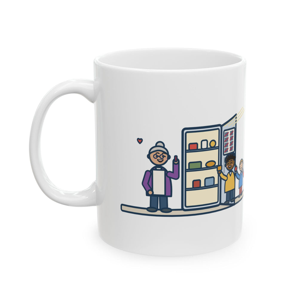 Grandkids at Christmas Mug, Arrived for the Holiday, The Fridge Door Opened Forty Times in the First Hour, Funny Coffee Mug 11oz