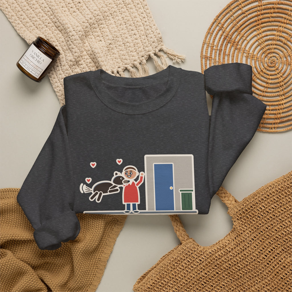 Dog Greeting Sweatshirt, Took Out the Trash, The Dog Greeted Me Like I'd Been Gone a Year, Funny Front Door Welcome Crewneck