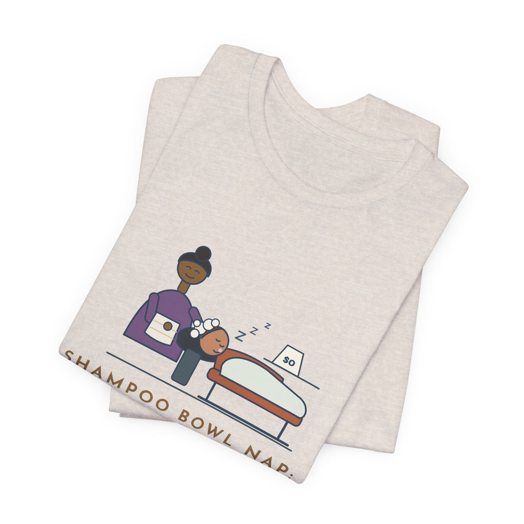 Salon Hairstylist T-Shirt - Shampoo Bowl Nap: Complimentary. Funny Stylist Tee