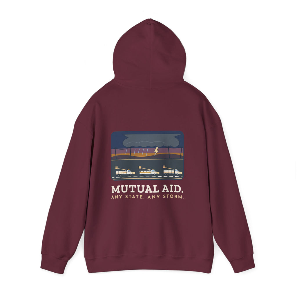 Lineworker Hoodie - Mutual Aid. Any State. Any Storm. Lineman Gift Hoodie