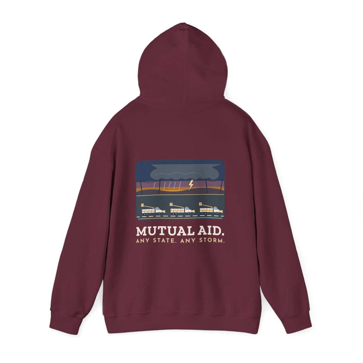 Lineworker Hoodie - Mutual Aid. Any State. Any Storm. Lineman Gift Hoodie