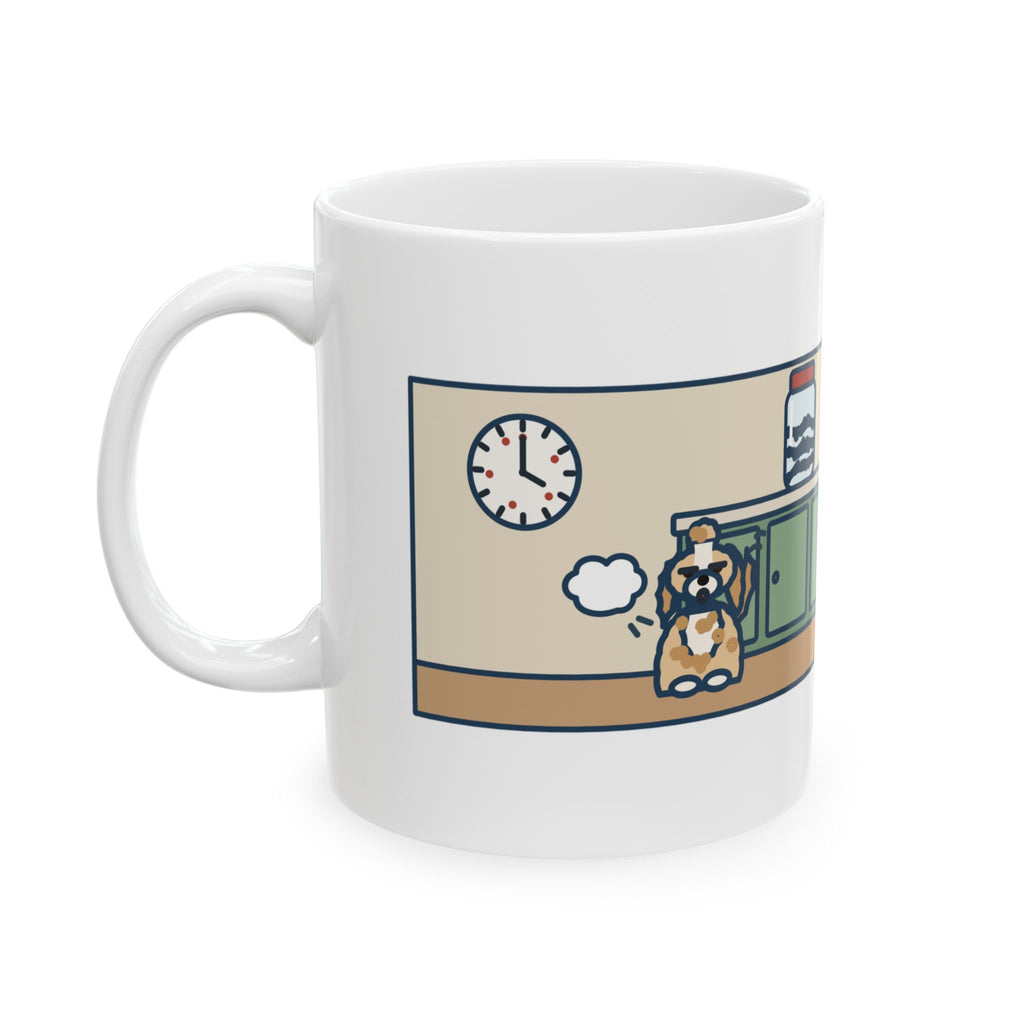 Shih-Poo Mug, Sits by the Treat Jar and Sighs Loudly Every Eleven Minutes, Funny Coffee Mug 11oz