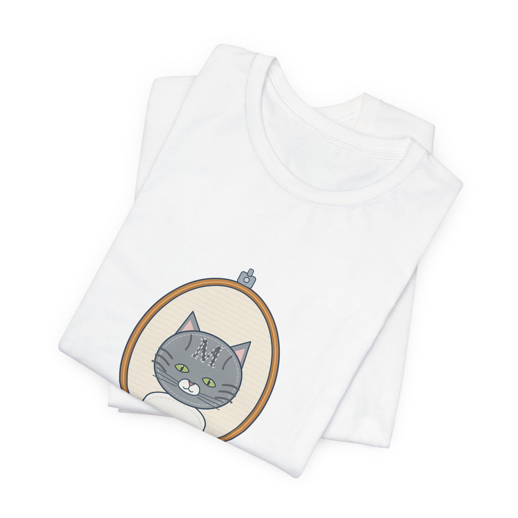 Gray Tabby Cat T-Shirt - Forehead M Initial, Nature's Own Letter Tabby Cat Lover Tee