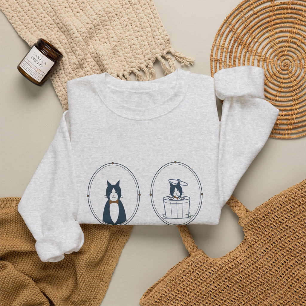 Tuxedo Cat Crewneck Sweatshirt - Dressed for a Gala. Acts Like a Raccoon.