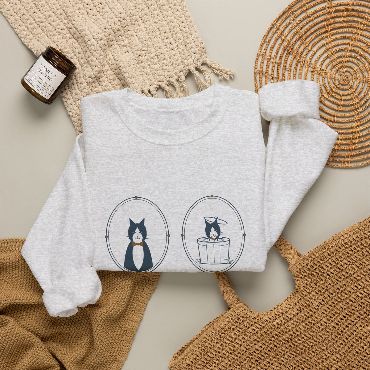 Tuxedo Cat Crewneck Sweatshirt - Dressed for a Gala. Acts Like a Raccoon.