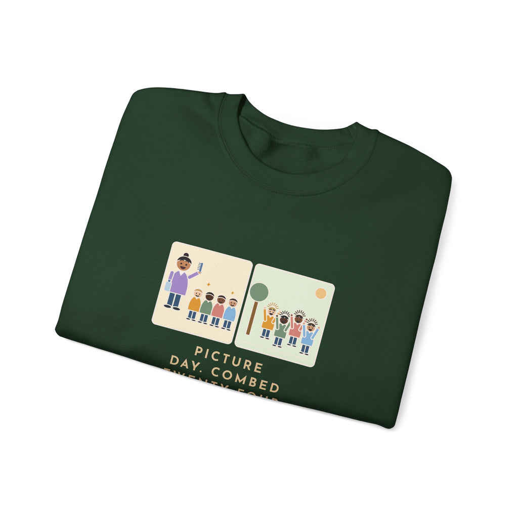 Picture Day Sweatshirt, Combed Twenty-Four Heads, All Messed Up by Recess, Funny Morning and Recess Crewneck