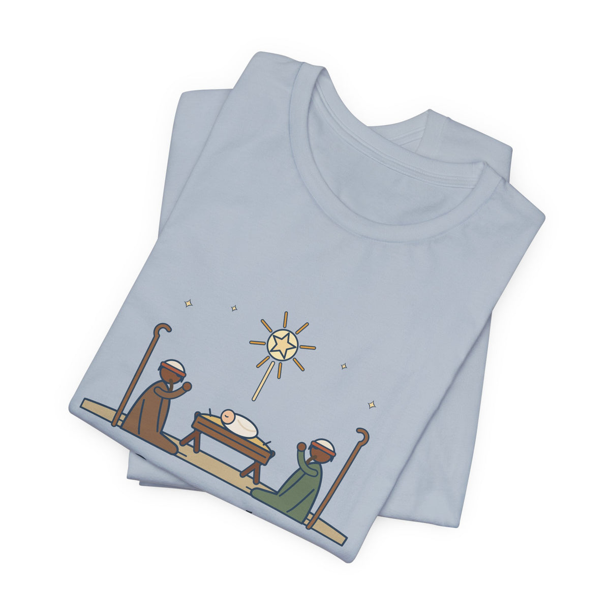 Oakeley Quote T-Shirt, O Come, Let Us Adore him, Christmas Woodcut Manger Tee