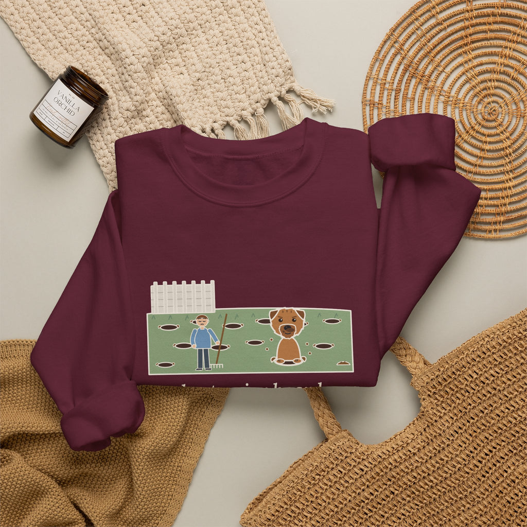 Border Terrier Crewneck Sweatshirt - Twelve Holes in the Lawn Funny Dog Sweatshirt