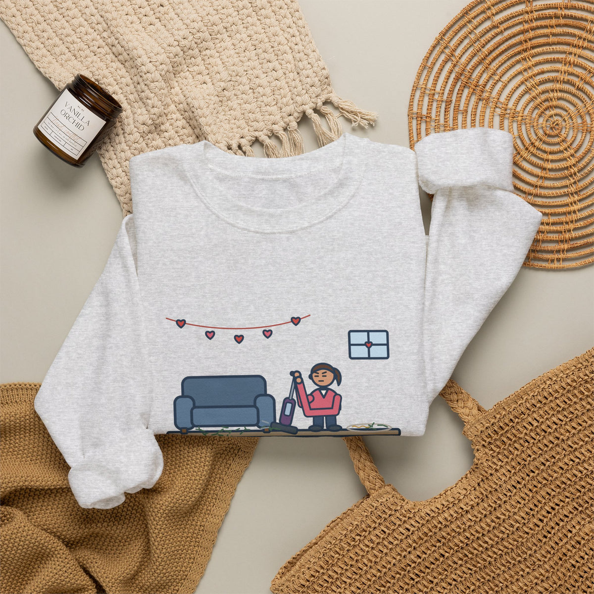 Christmas Tree Sweatshirt, Took It Down January 2, Still Vacuuming Needles on Valentine's Day, Funny February Cleanup Crewneck