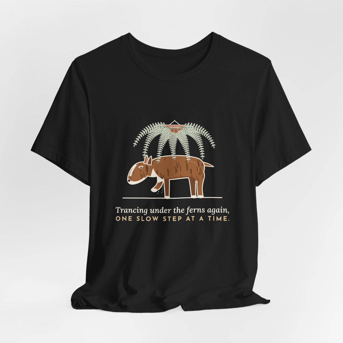Bull Terrier T-Shirt - Trancing Under the Ferns Again Funny Ghost Walking Dog Tee