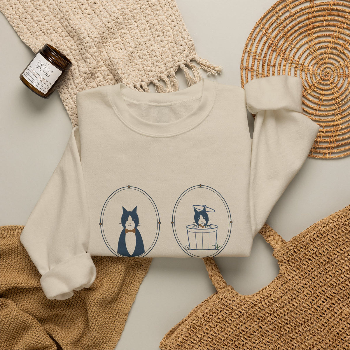 Tuxedo Cat Crewneck Sweatshirt - Dressed for a Gala. Acts Like a Raccoon.