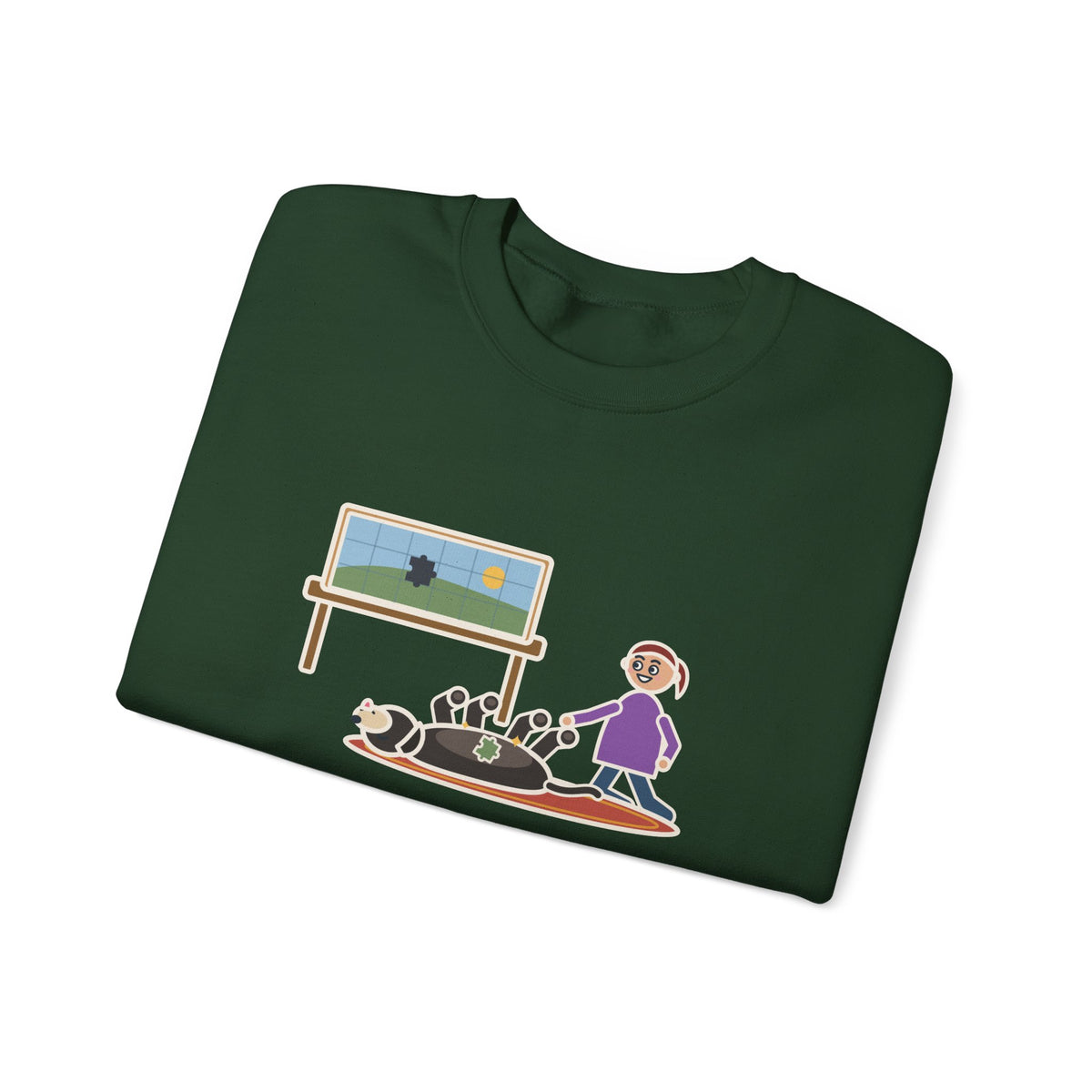 Thousand-Piece Puzzle, Found the Last Piece Under the Dog Sweatshirt, Funny Jigsaw Puzzle Crewneck with Belly-Up Dog