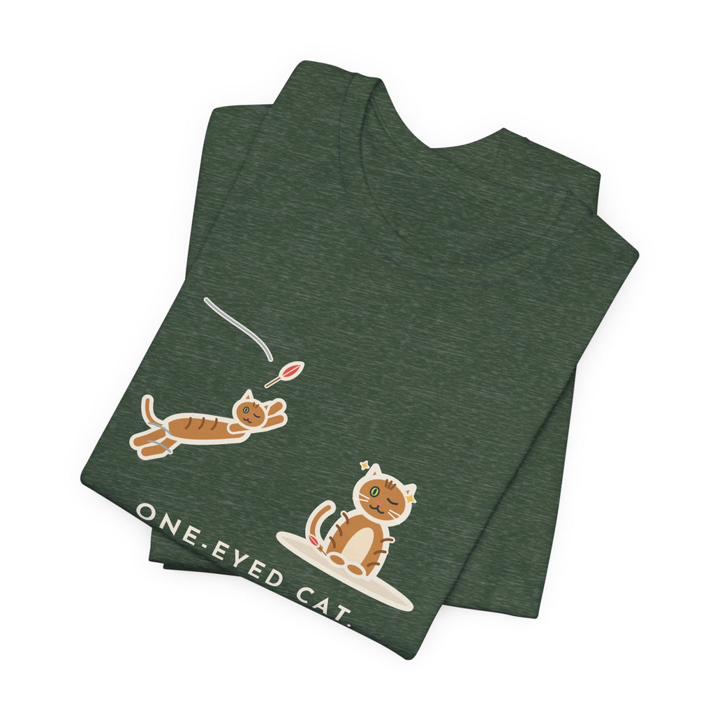 Funny One-Eyed Cat T-Shirt, Catches Every Toy I Throw and Winks Like It Was Easy, Leap and Wink Tee
