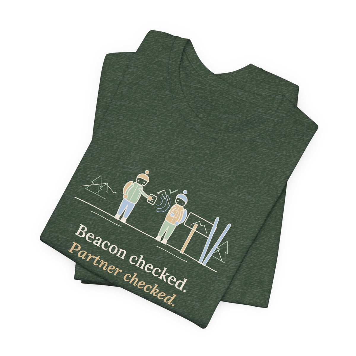 Backcountry Ski T-Shirt - Beacon Checked. Partner Checked. Ski Touring Tee