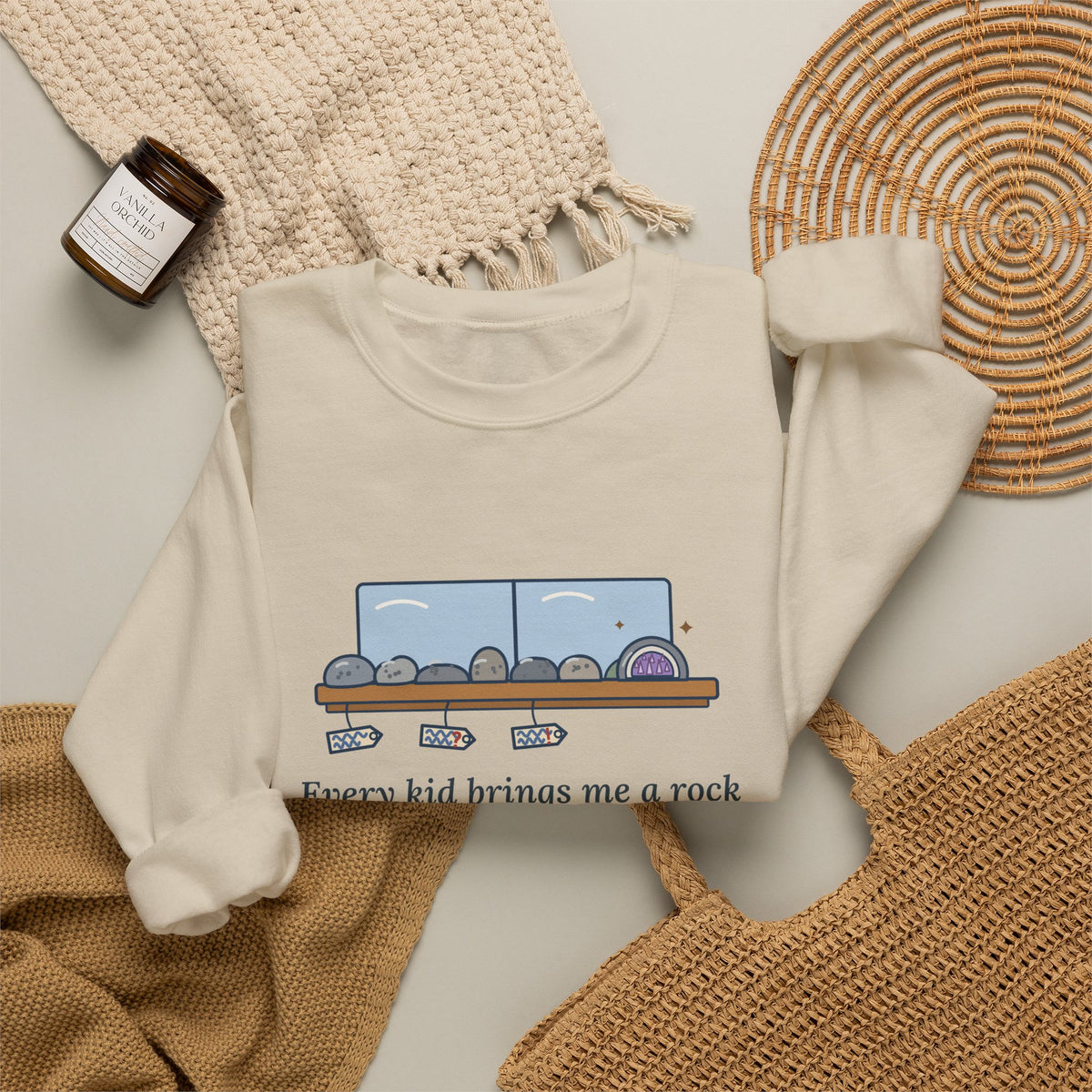 Earth Science Teacher Crewneck Sweatshirt - Every Kid Brings Me a Rock From Their Driveway