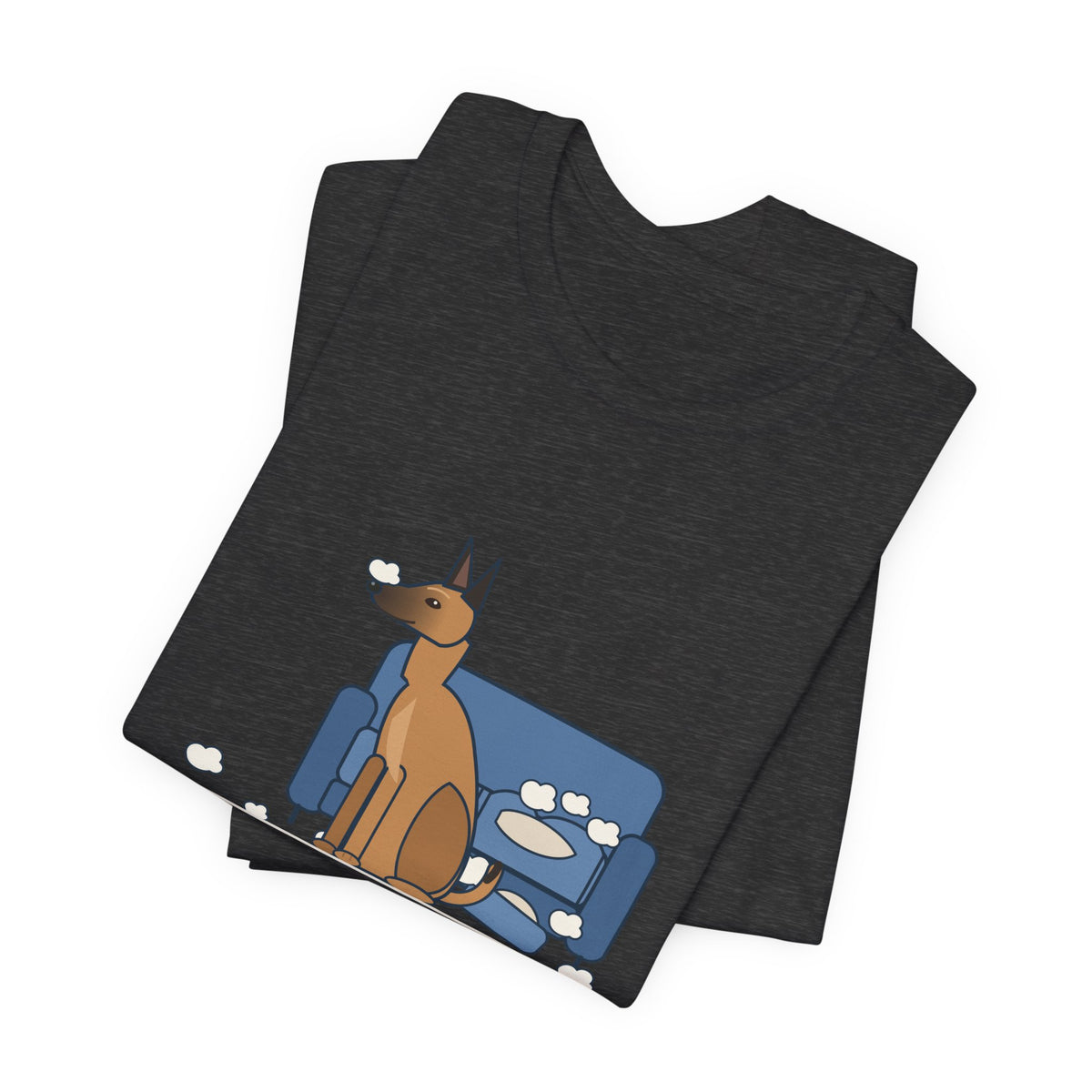Belgian Malinois T-Shirt - The Malinois Found a Job: The Couch Cushions, Funny Mal Dog Tee