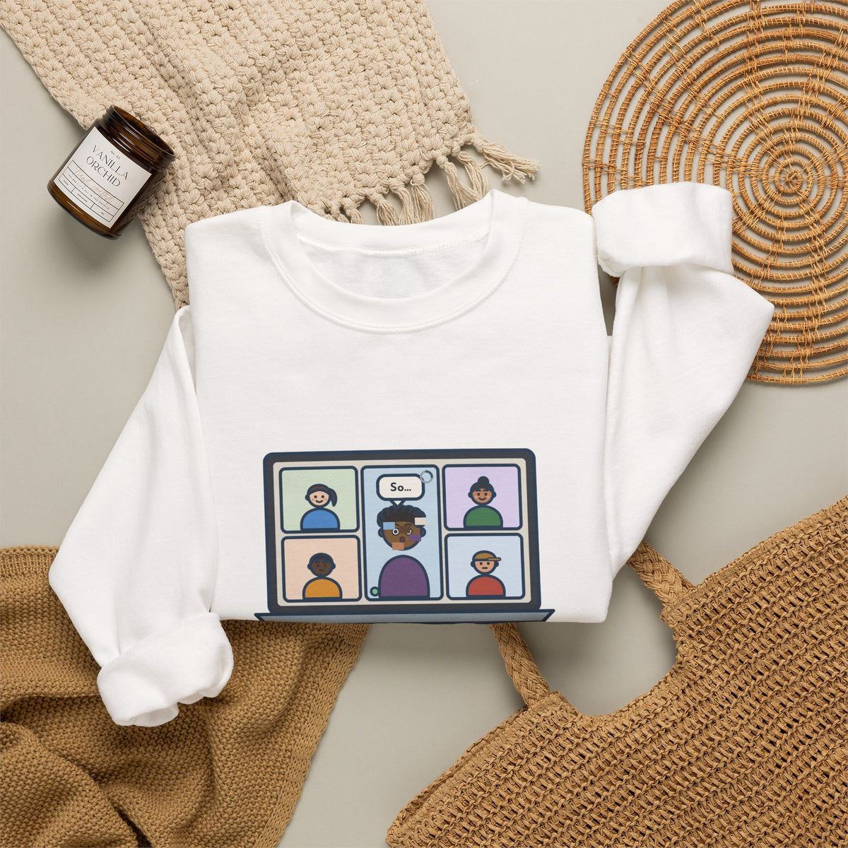 Video Call Sweatshirt, Unmuted for My Big Update, The Internet Froze on So, Funny Frozen Tile Crewneck