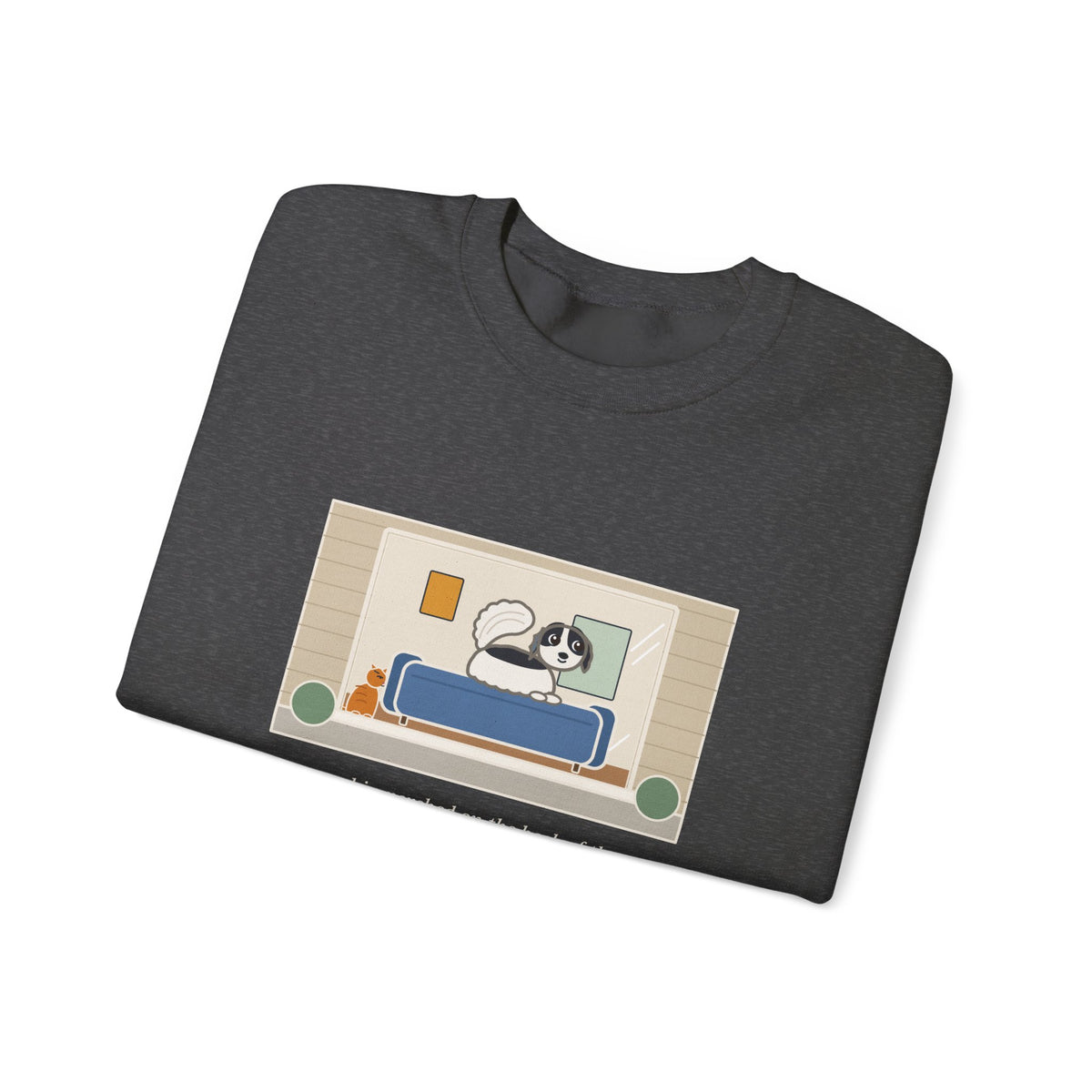 Japanese Chin Sweatshirt, Perched on the Back of the Couch Like a Cat, Watching the Street, Funny Window Lookout Crewneck