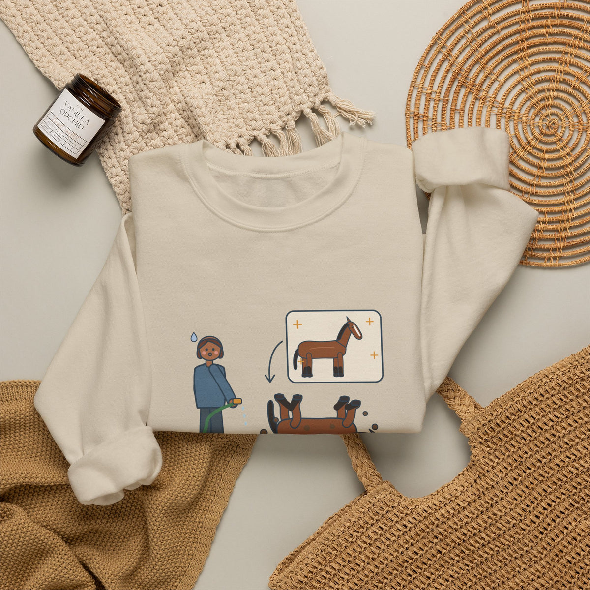 Horse Lover Crewneck Sweatshirt - Every Bath Ends in a Mud Roll